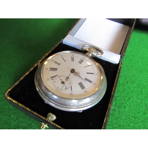 894 - Solid Silver Pocket Watch with Roman Numeral Decorated Enamel Dial