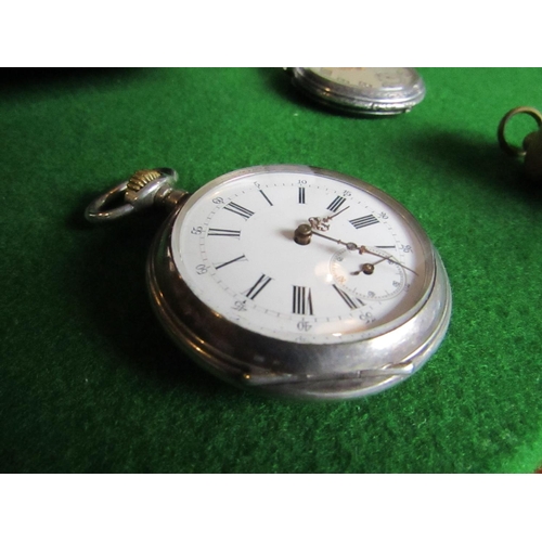 894 - Solid Silver Pocket Watch with Roman Numeral Decorated Enamel Dial