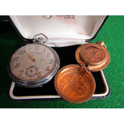 895 - Locarno Half Hunter Pocket Watch with Gilt Metal Sovereign Case Hinged Cover