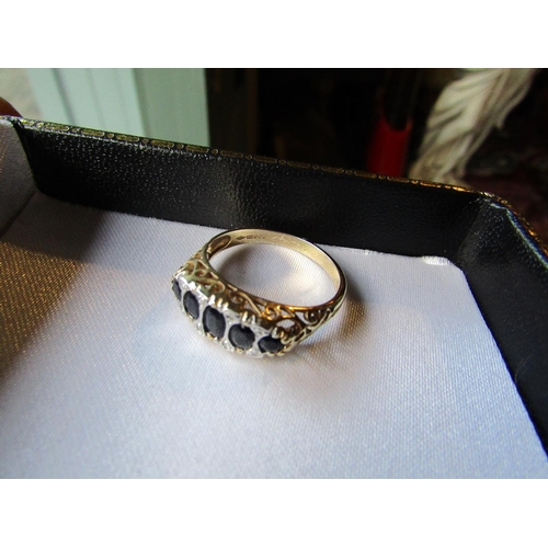 897 - Edwardian Sapphire and Diamond Ladies Ring Mounted on 9 Carat Gold Ring Size P and a Half