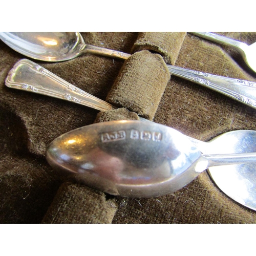 900 - Set of Six Antique Solid Silver Teaspoons contained within Original Presentation Case