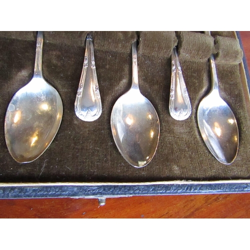 900 - Set of Six Antique Solid Silver Teaspoons contained within Original Presentation Case