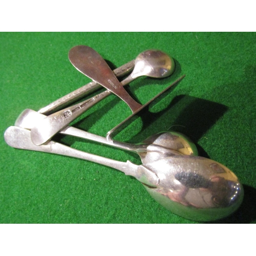 914 - Three Solid Silver Mustard Spoons with Solid Silver Baby Brush and Solid Silver Mounted Pencil