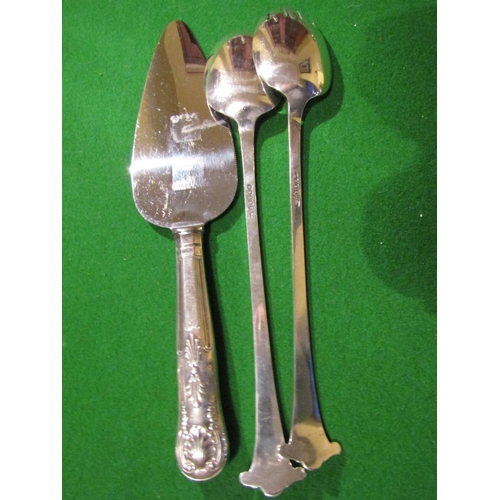 915 - Pair of Silver Plated Serving Spoons with Silver Handled Cake Slice