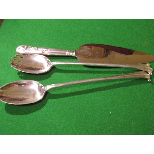 915 - Pair of Silver Plated Serving Spoons with Silver Handled Cake Slice