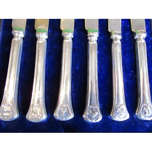 919 - Set of Six Solid Silver Butter Knives Contained within Original Presentation Case