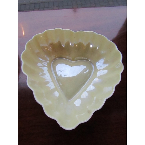 92 - Belleek Green Mark Shaped Form Strawberry Dish Approximately 7 Inches Wide