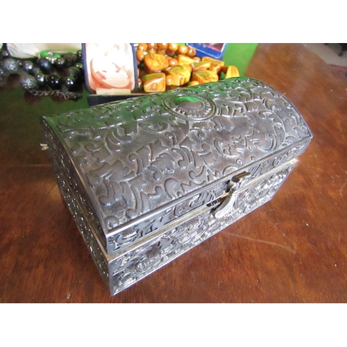 920 - Silver Plated Jewellery Box with Various Jewellery including Two Cameos Quantity As Photographed