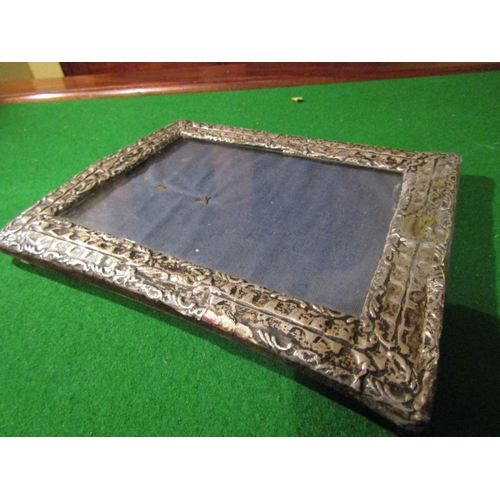 922 - Eastern Solid Silver Photograph Frame Rectangular Form with Embossed Decoration Approximately 7 Inch... 