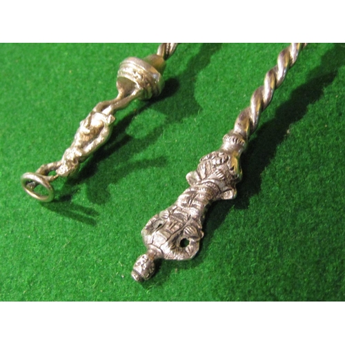 924 - Pair of Solid Silver Spoons with Upper Finial Decoration Further Engraved to Wells Each Spoon Approx... 