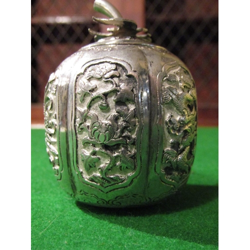 926 - Unusual Solid Silver Chinese Salt with Original Cover Melon Form Approximately 3 Inches High