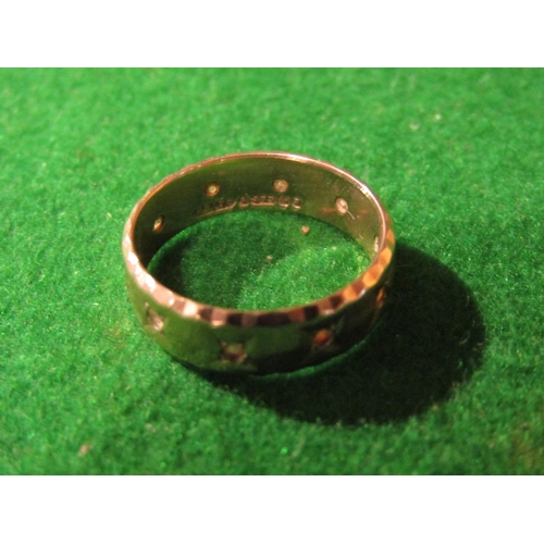 928 - 9 Carat Gold Ladies Band Ring with Incised Decoration Ring Size N and a Half