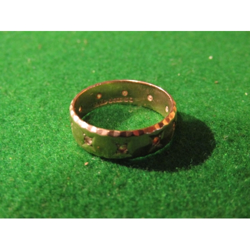 928 - 9 Carat Gold Ladies Band Ring with Incised Decoration Ring Size N and a Half