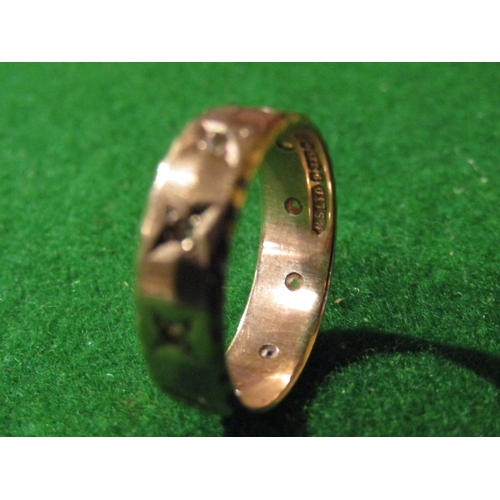 928 - 9 Carat Gold Ladies Band Ring with Incised Decoration Ring Size N and a Half