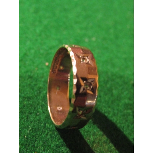 928 - 9 Carat Gold Ladies Band Ring with Incised Decoration Ring Size N and a Half