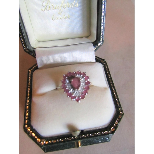 929 - 9 Carat Yellow Gold Mounted Ruby and Diamond Heart Shaped Ring Attractive Colour Ring Size N