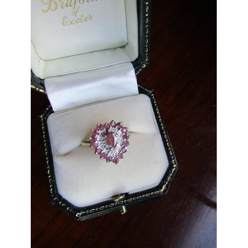 929 - 9 Carat Yellow Gold Mounted Ruby and Diamond Heart Shaped Ring Attractive Colour Ring Size N