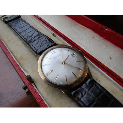 93 - Vintage Gerrard 9 Carat Gold Gentleman's Watch with Champagne Dial Gilt Baton Markers and Date Apert... 