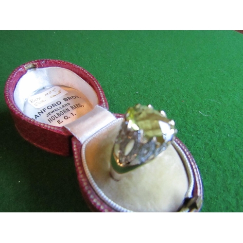 936 - 9 Carat Gold Mounted Citrine Ring with Diamond Set Crown Ring Size T Attractive Colour