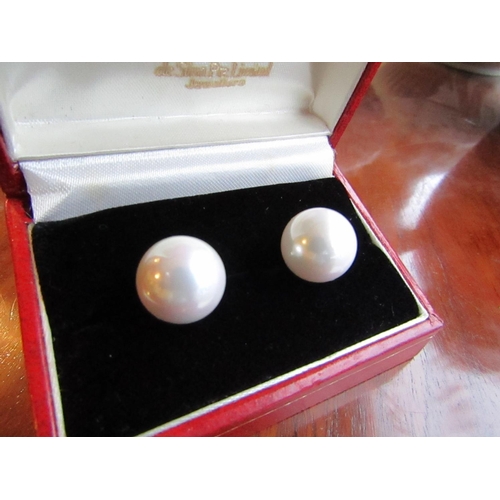 94 - Pair of Large Pearl Earrings of Attractive Size and Lustre