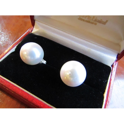 94 - Pair of Large Pearl Earrings of Attractive Size and Lustre