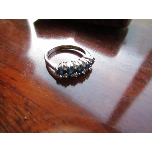 940 - 18 Carat Gold Mounted Diamond and Sapphire Ladies Ring Size L