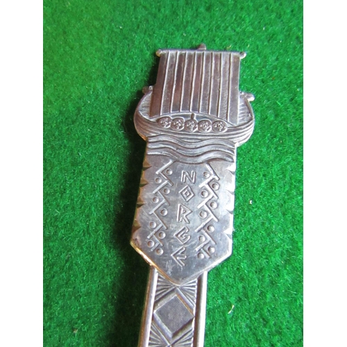 941 - Viking Motif Decorated Silver Spoon with Silver Mounted Ice Pick