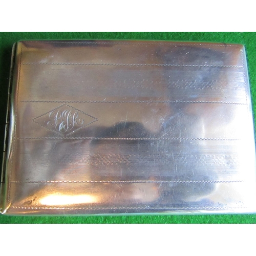 942 - Antique Solid Silver Cigarette Case Approximately 5 Inches Wide