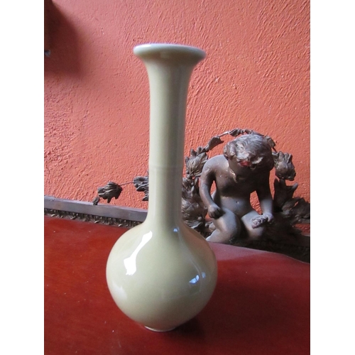 950 - Oriental Slender Neck Pale Ground Fine Neck Porcelain Vase Approximately 8 Inches High