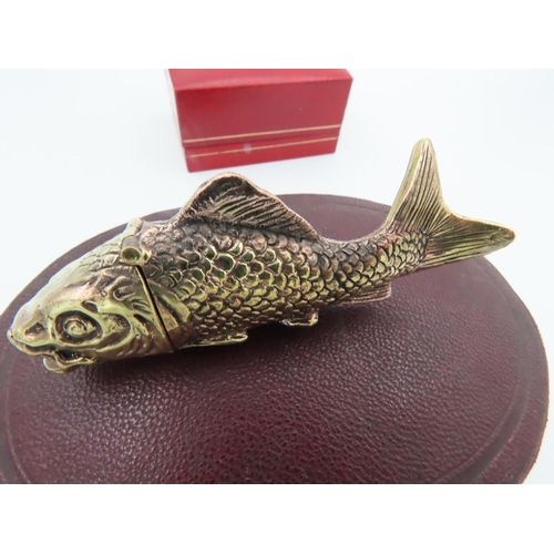 952 - Fish Motif Vesta Case with Hinged Top and Striker