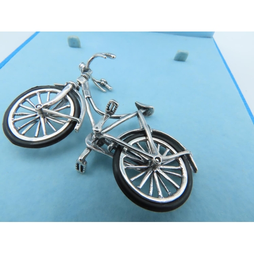 953 - Solid Silver Bicycle Figure Well Detailed