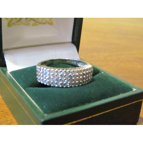 967 - Diamond Set Five Line Ring Mounted on 9 Carat Gold Attractive Bright Stones Size S