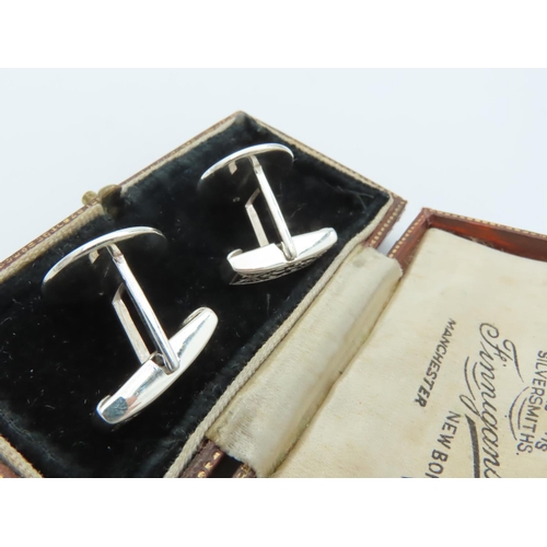 968 - Pair of Masonic Cuff Links Solid Silver Mounted