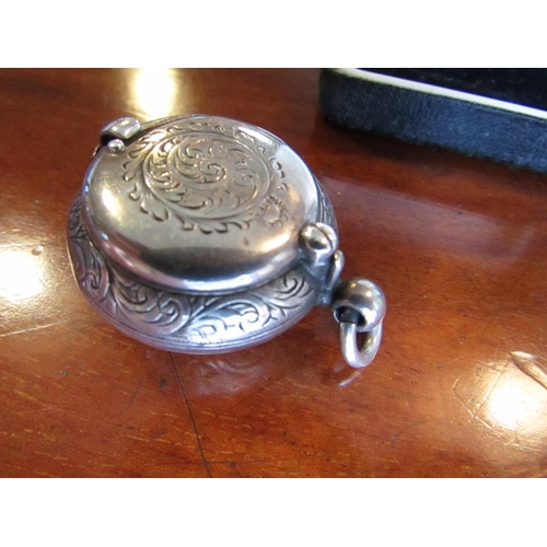 975 - Victorian Solid Silver Novelty Form Sovereign Case with Sliding Cover Chased and Scrolled Decoration... 