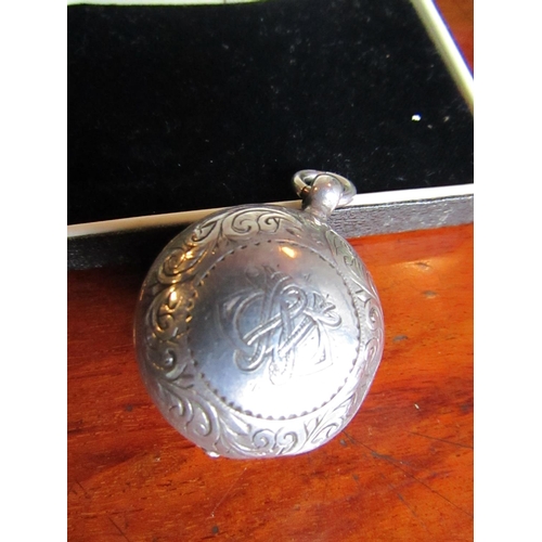 975 - Victorian Solid Silver Novelty Form Sovereign Case with Sliding Cover Chased and Scrolled Decoration... 