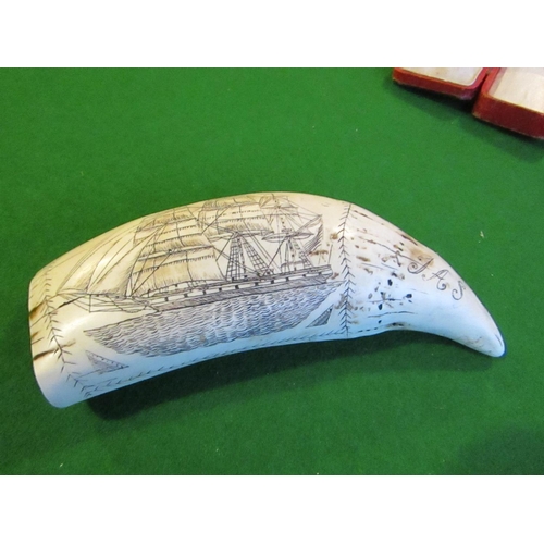 98 - Scrimshaw Figure with Date 1831 Depicting Galleon on the Seas Approximately 5 Inches Wide