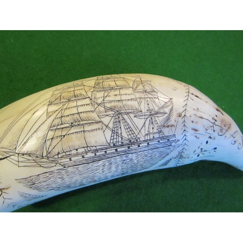 98 - Scrimshaw Figure with Date 1831 Depicting Galleon on the Seas Approximately 5 Inches Wide