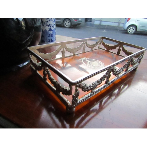 992 - Silver Plated Tortoise Shell and Overlaid Decorated Rectangular Form Table Rest Approximately 9 Inch... 