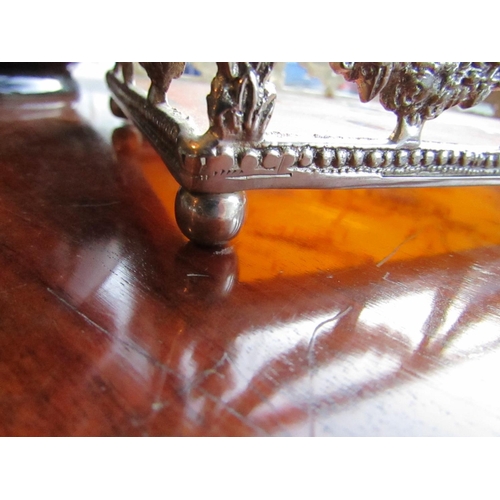 992 - Silver Plated Tortoise Shell and Overlaid Decorated Rectangular Form Table Rest Approximately 9 Inch... 