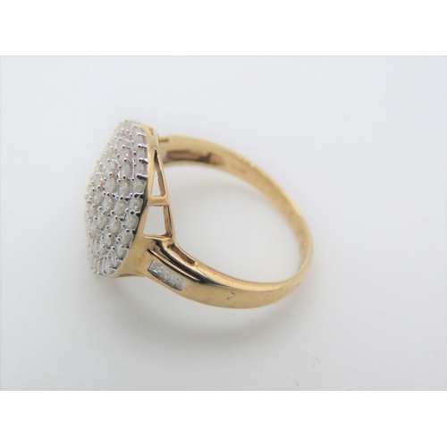 999 - Ladies Diamond Cluster Ring Platinum Set Mounted on 9 Carat Gold Band with Further Channel Cut Diamo... 