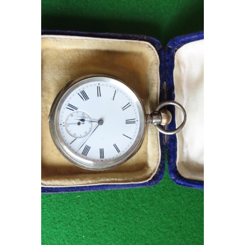 102 - Solid Silver Cased Key Wind Hunter Gentleman's Pocket Watch with Gilt Cylinder Movement Enamelled Di... 