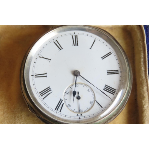 102 - Solid Silver Cased Key Wind Hunter Gentleman's Pocket Watch with Gilt Cylinder Movement Enamelled Di... 