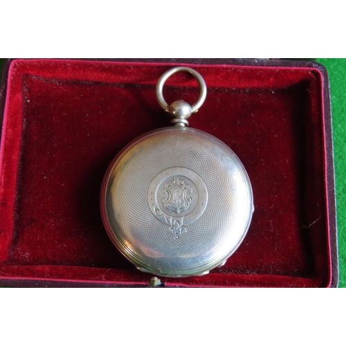 103 - Full Hunter Solid Silver Cased Pocket Watch Victorian Roman Numeral Decorated Dial