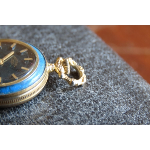 107 - Vintage Ladies Dress Watch with Blue Enamel Decorated Pendant Watch Two Items in Lot