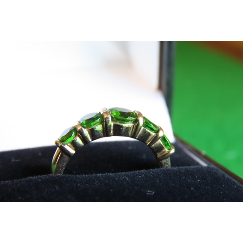 108 - Diopside Five Stone Ring Mounted on 9 Carat Gold Size N and a Half