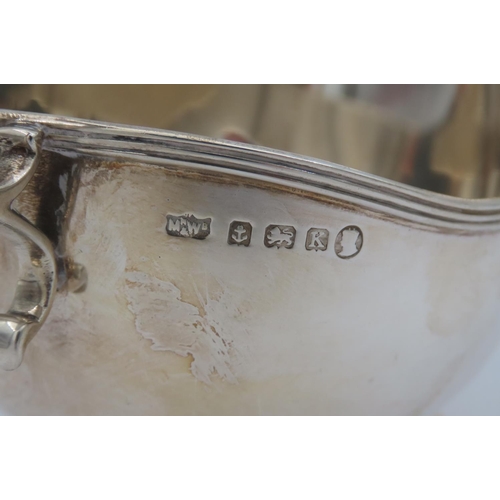 117 - Solid Silver Sauce Boat Mappin & Webb Hallmarked 1934 Attractive Form with Flying C Scrolled Handle ... 