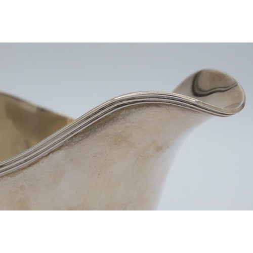 117 - Solid Silver Sauce Boat Mappin & Webb Hallmarked 1934 Attractive Form with Flying C Scrolled Handle ... 