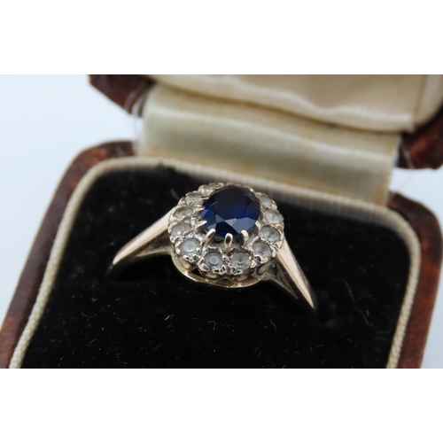 120 - 9 Carat Gold Mounted Sapphire and Diamond Ladies Cluster Ring Size O