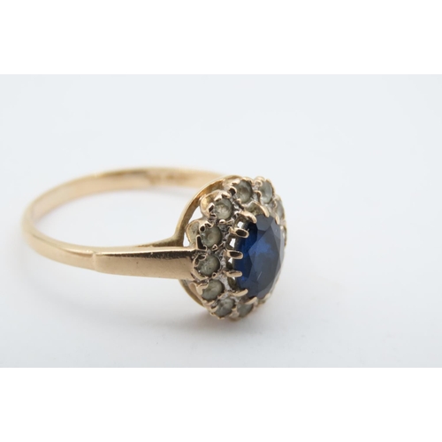 120 - 9 Carat Gold Mounted Sapphire and Diamond Ladies Cluster Ring Size O