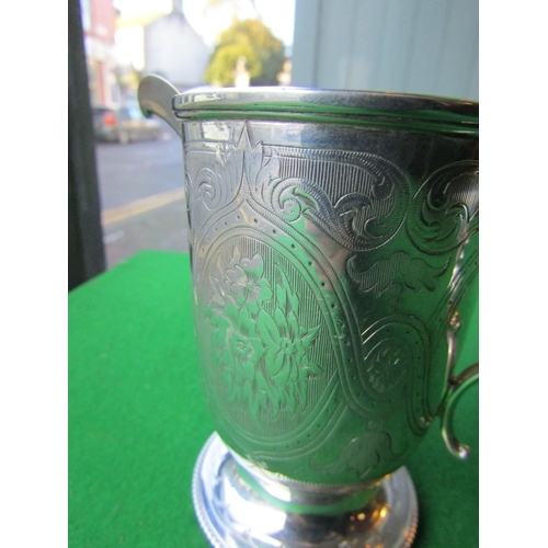 138 - Victorian Solid Silver Cream Jug with Engraved Foliate Decoration Shaped Form Flying C Scrolled Hand... 